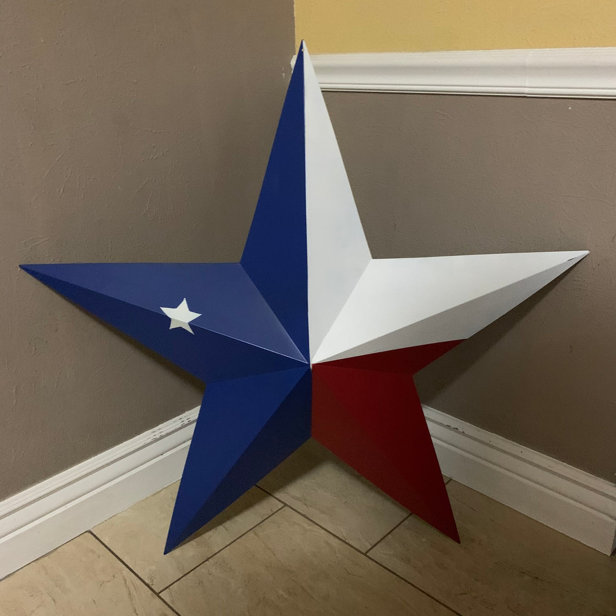 TEXAS FLAG STAR RED WHITE BLUE METAL BARN STAR METAL WALL ART WESTERN HOME DECOR 16",24",36", #EH13399