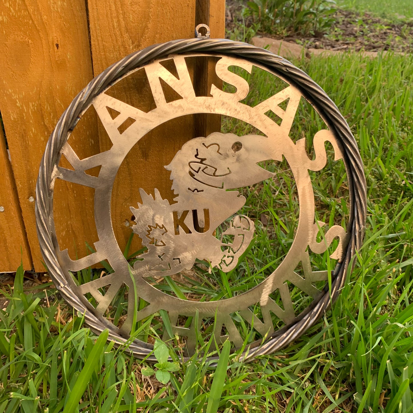 KANSAS JAYHAWKS RAW METAL CUSTOM VINTAGE CRAFT WALL ART TEAM SIGN HANDMADE
