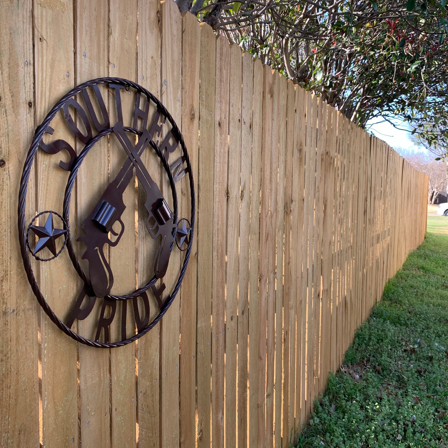 #SI_XL2132 SOUTHERN PRIDE 24" GUNS PISTOLS BROWN METAL WALL ART WESTERN HOME DECOR NEW