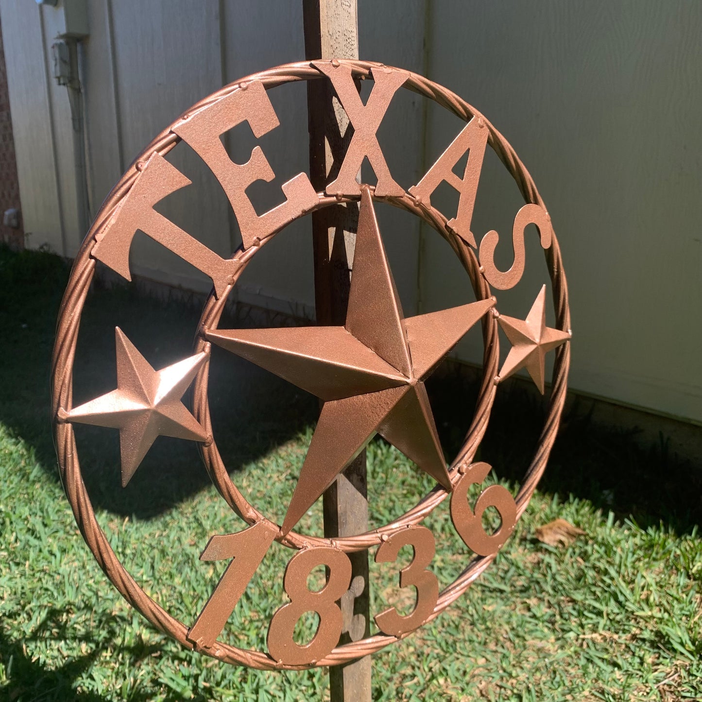 16", 20", 24", 32" TEXAS 1836 HAMMERED COPPER  BARN STAR METAL WALL WESTERN HOME DECOR RED WHITE BLUE ART