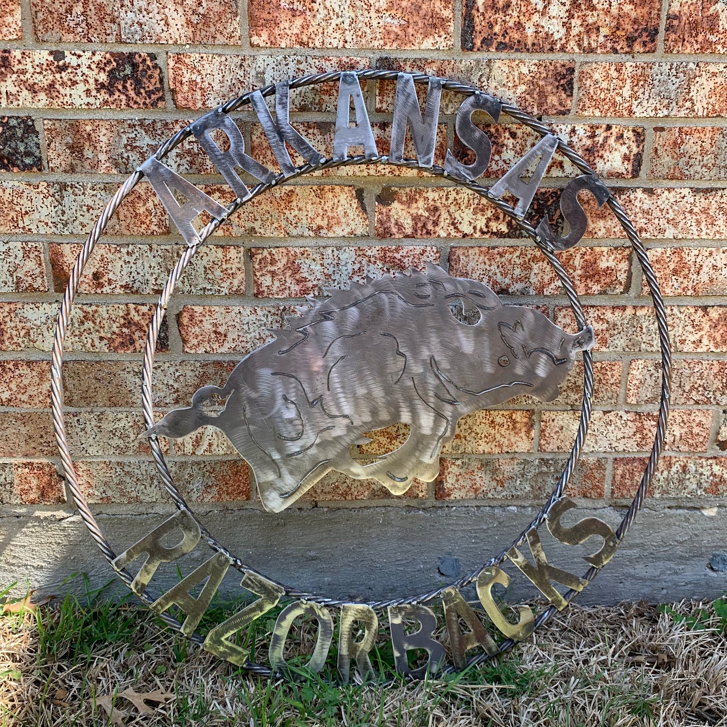 ARKANSAS RAZORBACKS CUSTOM RAW METAL VINTAGE CRAFT TEAM SIGN OFFICIAL LICENSED PRODUCT
