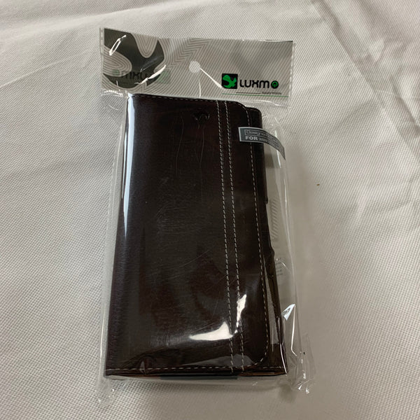 LU20 6.6" LUXMO COFFEE BROWN LEATHER EXTRA LARGE POUCH BELT LOOP HOLSTER CELL PHONE CASE UNIVERSAL OVERSIZE