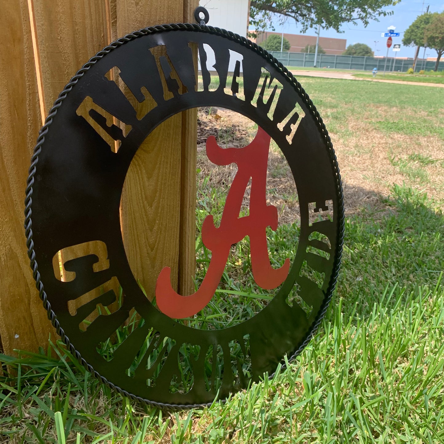 ALABAMA CRIMSON TIDE WIDE BAND RING CUSTOM METAL VINTAGE SIGN TEAM HANDMADE