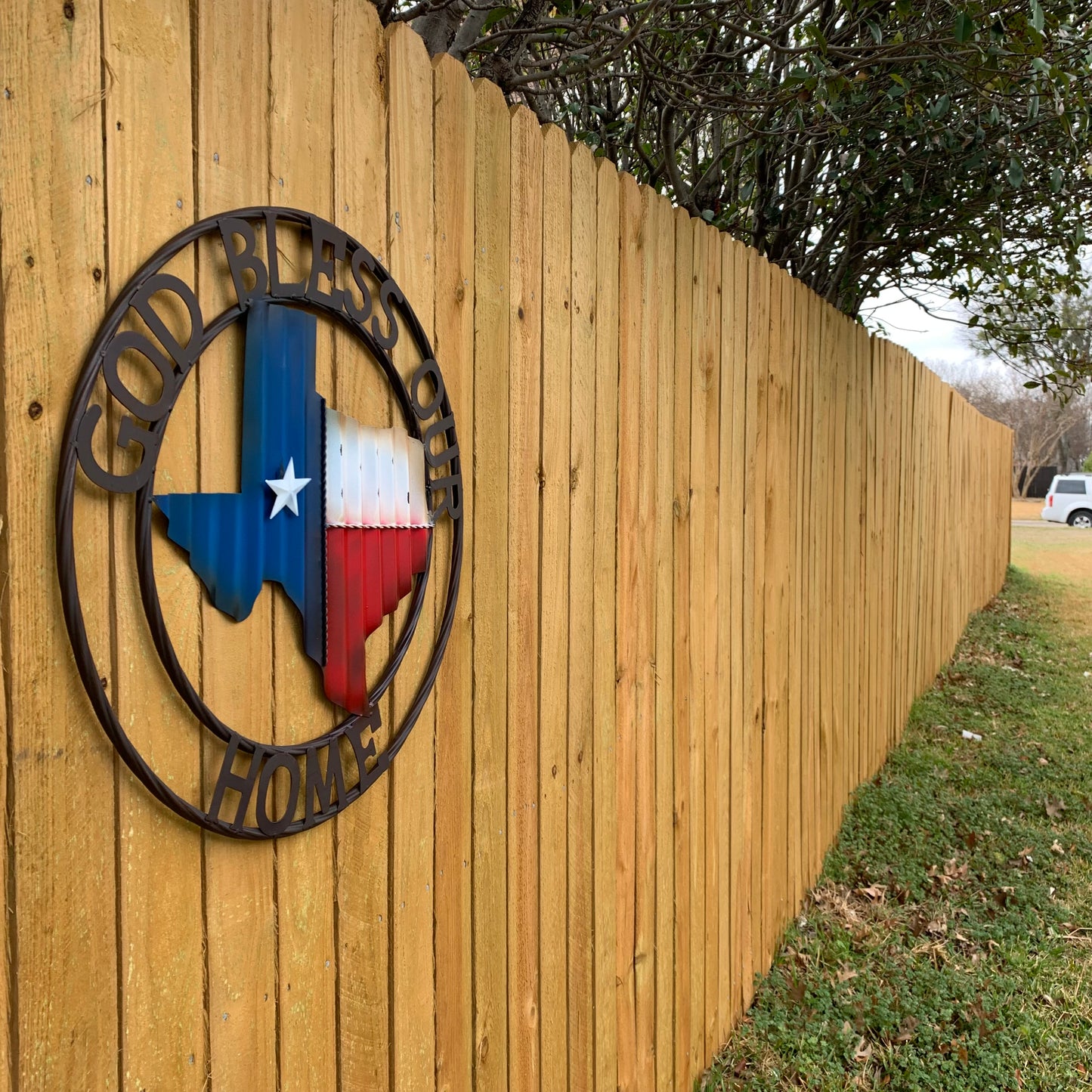 24" WAVY GOD BLESS PUR HOME STATE OF TEXAS METAL CRAFT SIN WESTERN HOME DECOR HANDMADE NEW #EH12970