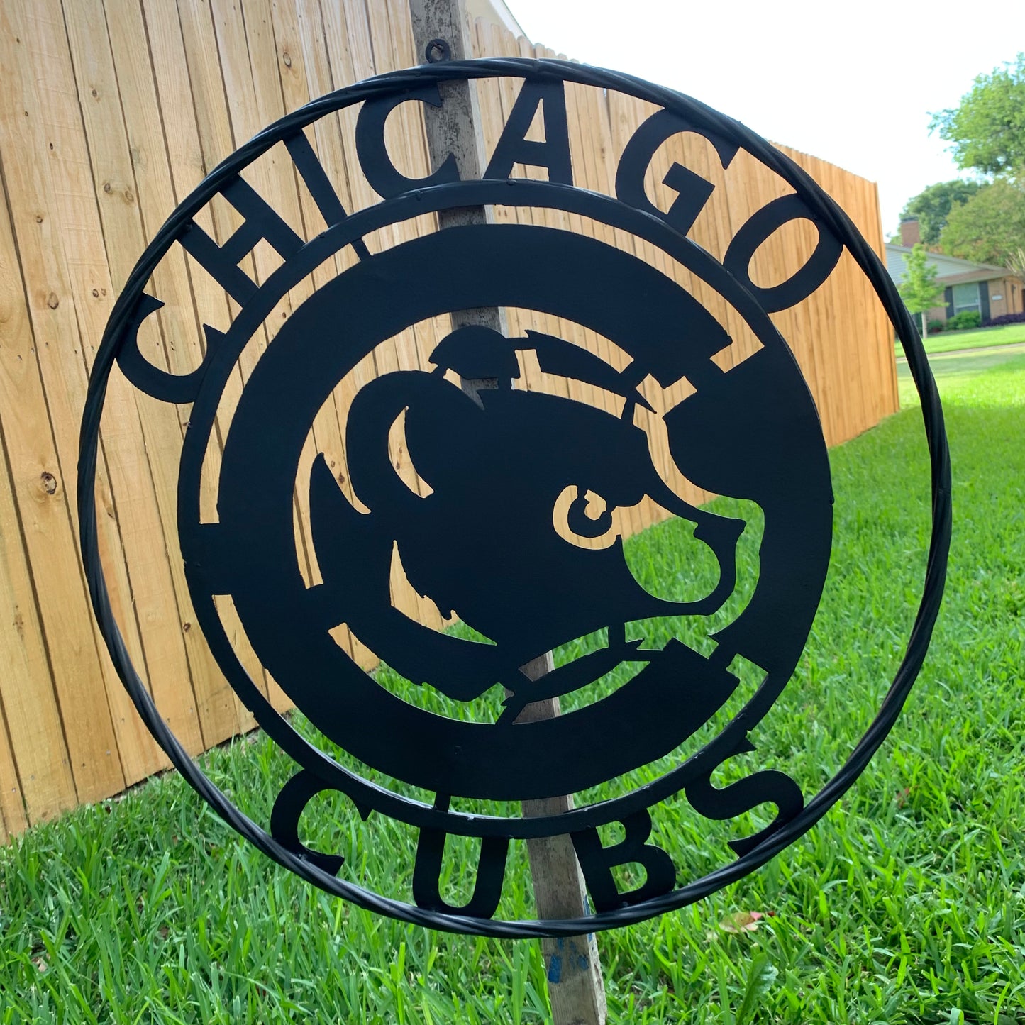 12", 18", 24", 32" CHICAGO CUBS CUSTOM BLACK & RAW METAL VINTAGE CRAFT TEAM SPORTS SIGN HANDMADE
