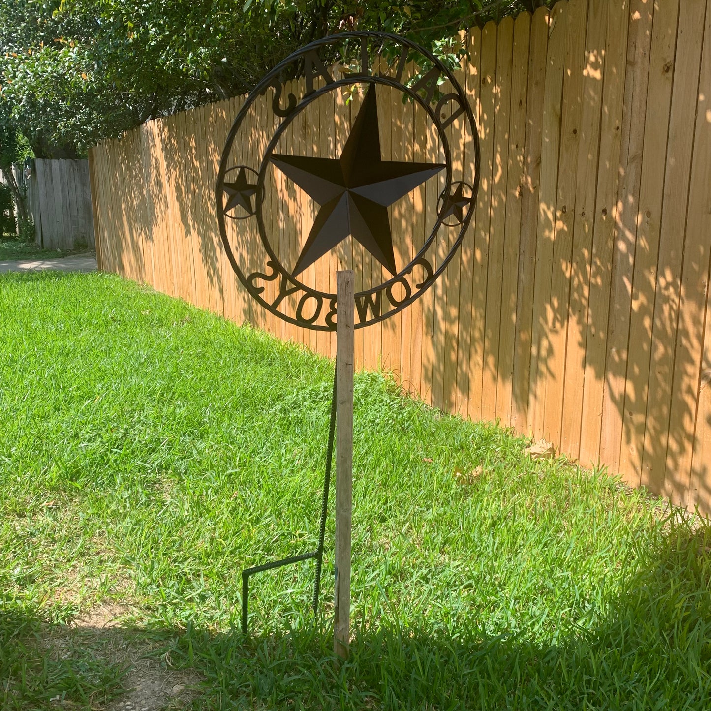 24" STAR & 34" STAKE DALLAS COWBOYS DECOR METAL ART WESTERN HOME WALL DECOR ALL SILVER & NAVY BLUE WITH 34" STAKE