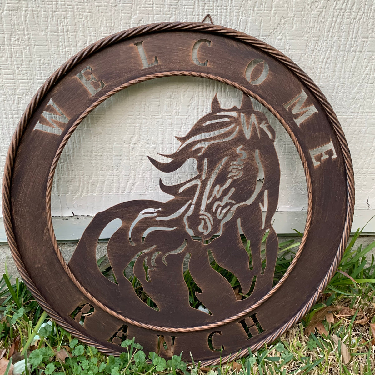 23" WELCOME RANCH HORSE METAL WALL DECOR WESTERN HOME DECOR HANDMADE NEW