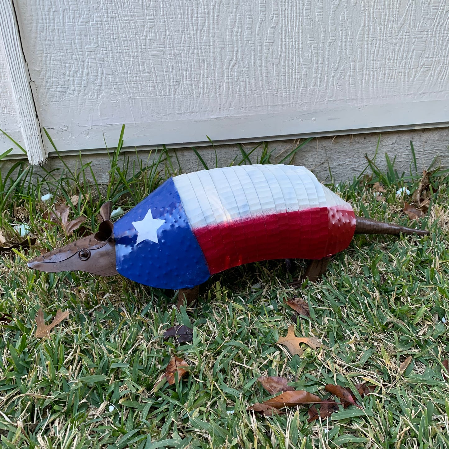 TEXAS FLAG ARMADILLO GARDEN ANIMAL SCULPTURE YARD ART METAL DECOR ORNAMENT PATRIOTIC DECOR HANDMADE #EH12220 30",22",14",10"