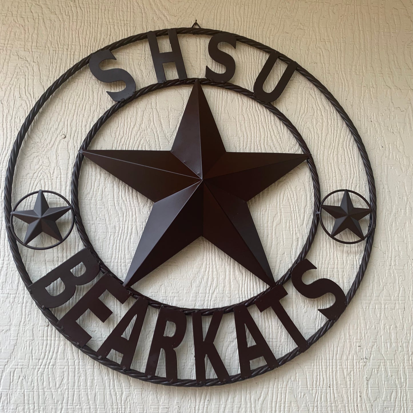 24",32" SHSU SAM HOUSTON BEARKATS RUSTIC BROWN METAL CUSTOM VINTAGE CRAFT RUSTIC BROWN TEAM STAR HANDMADE