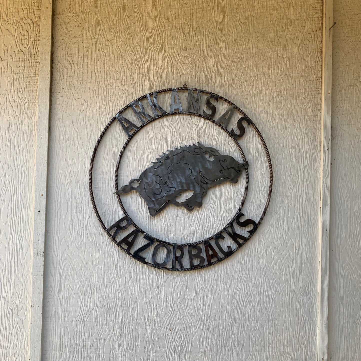 ARKANSAS RAZORBACKS CUSTOM RAW METAL VINTAGE CRAFT TEAM SIGN OFFICIAL LICENSED PRODUCT