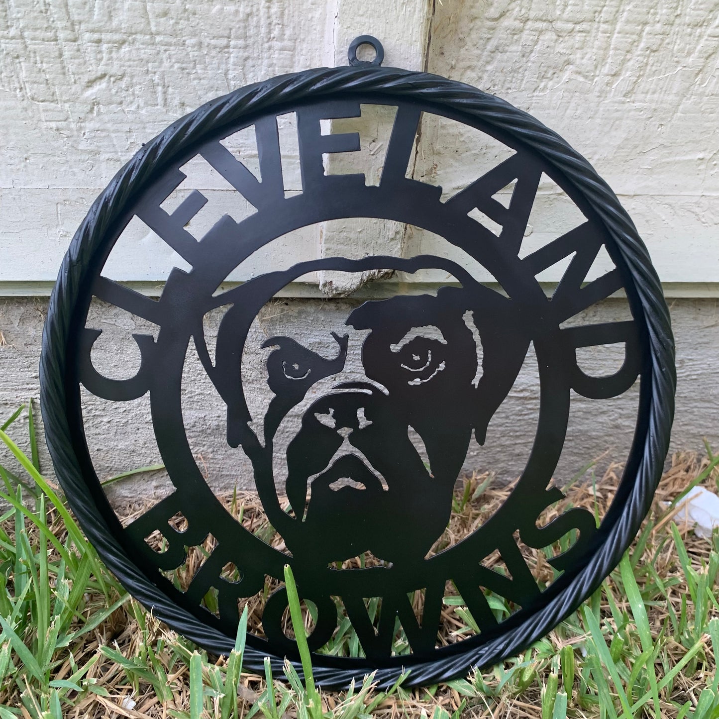CLEVELAND BROWNS METAL CUSTOM VINTAGE CRAFT ART HANDMADE RUSTIC BLACK