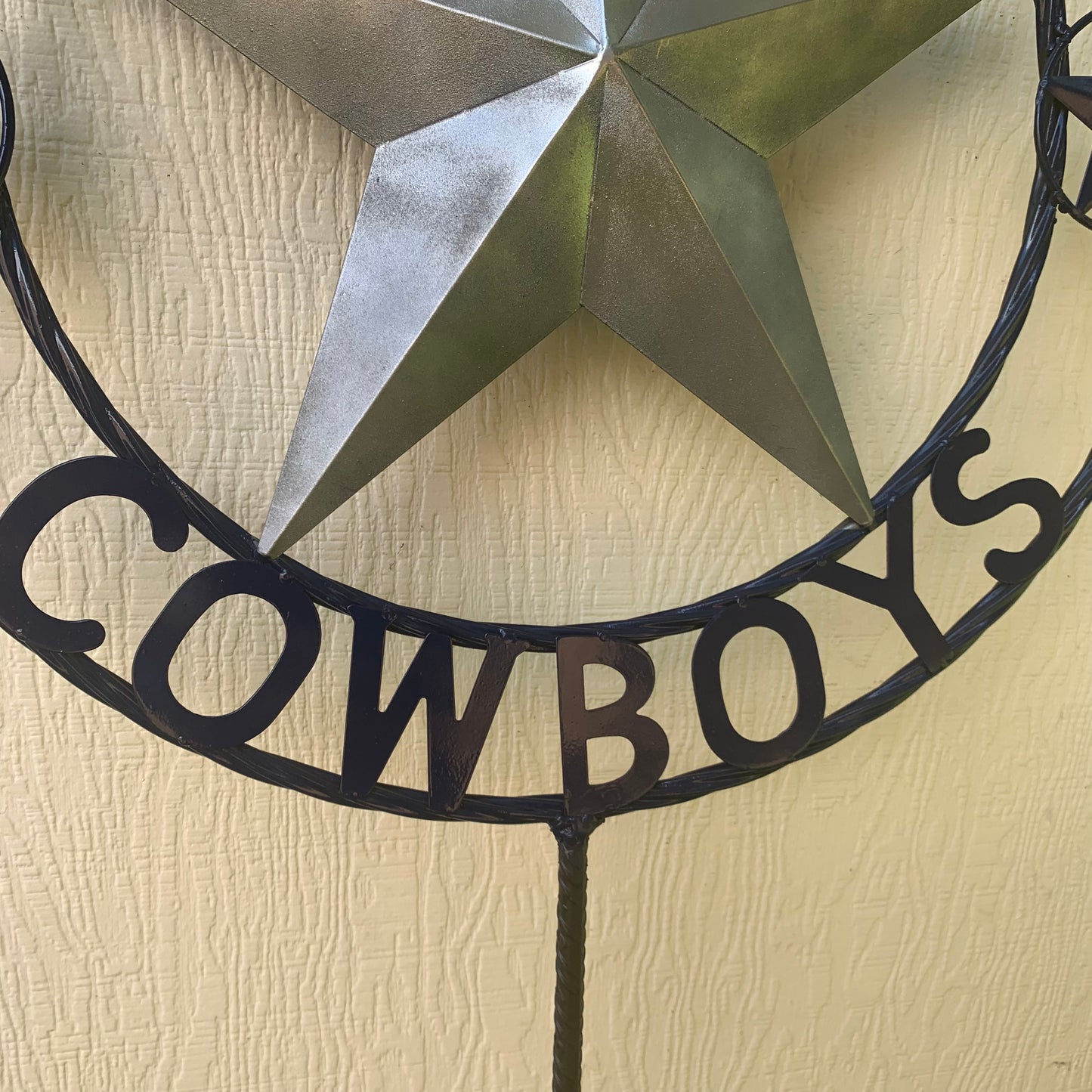 24" STAR & 34" STAKE DALLAS COWBOYS DECOR METAL ART WESTERN HOME WALL DECOR ALL SILVER & NAVY BLUE WITH 34" STAKE