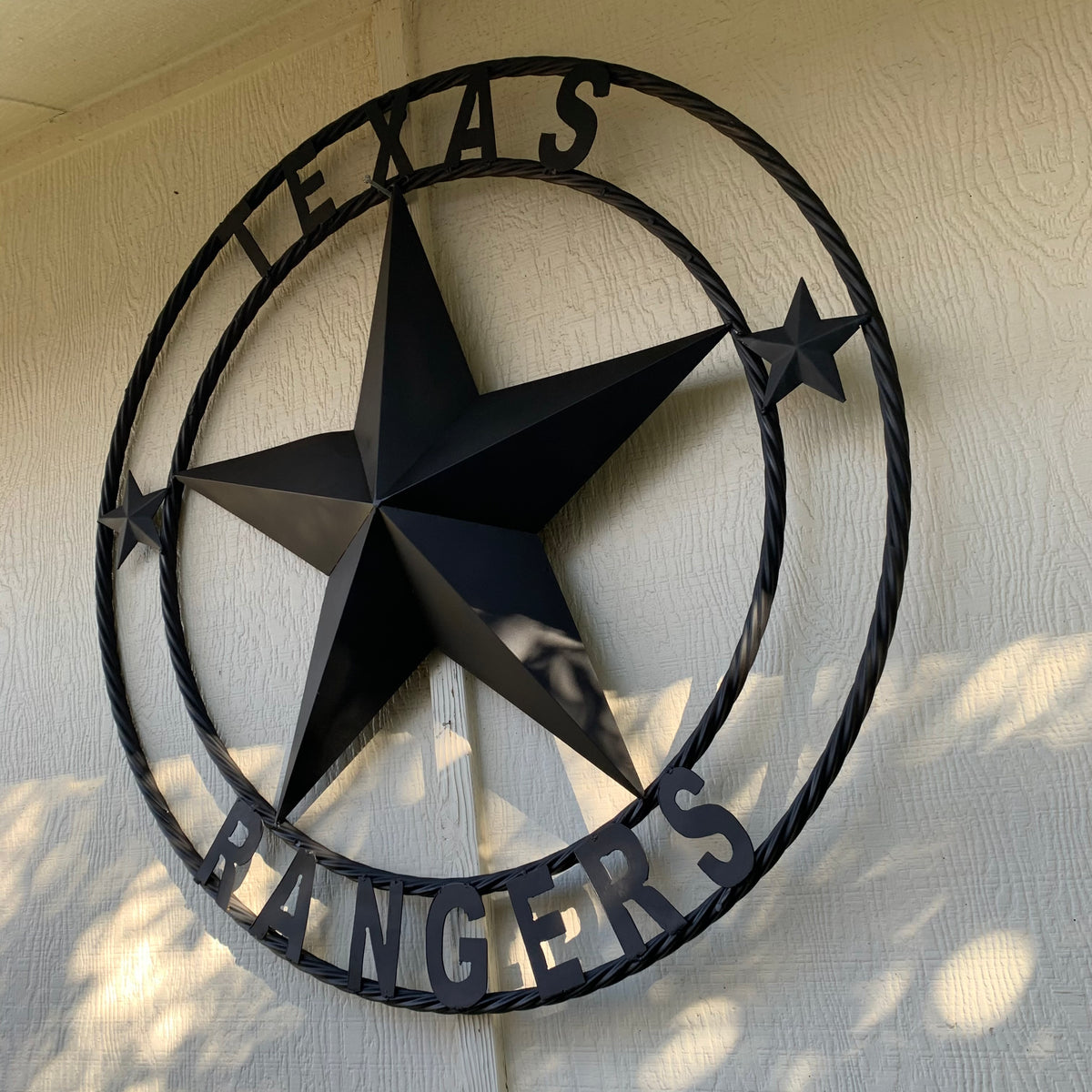 TEXAS RANGERS BLACK LONE STAR METAL TEAM WESTERN HOME DECOR CRAFT