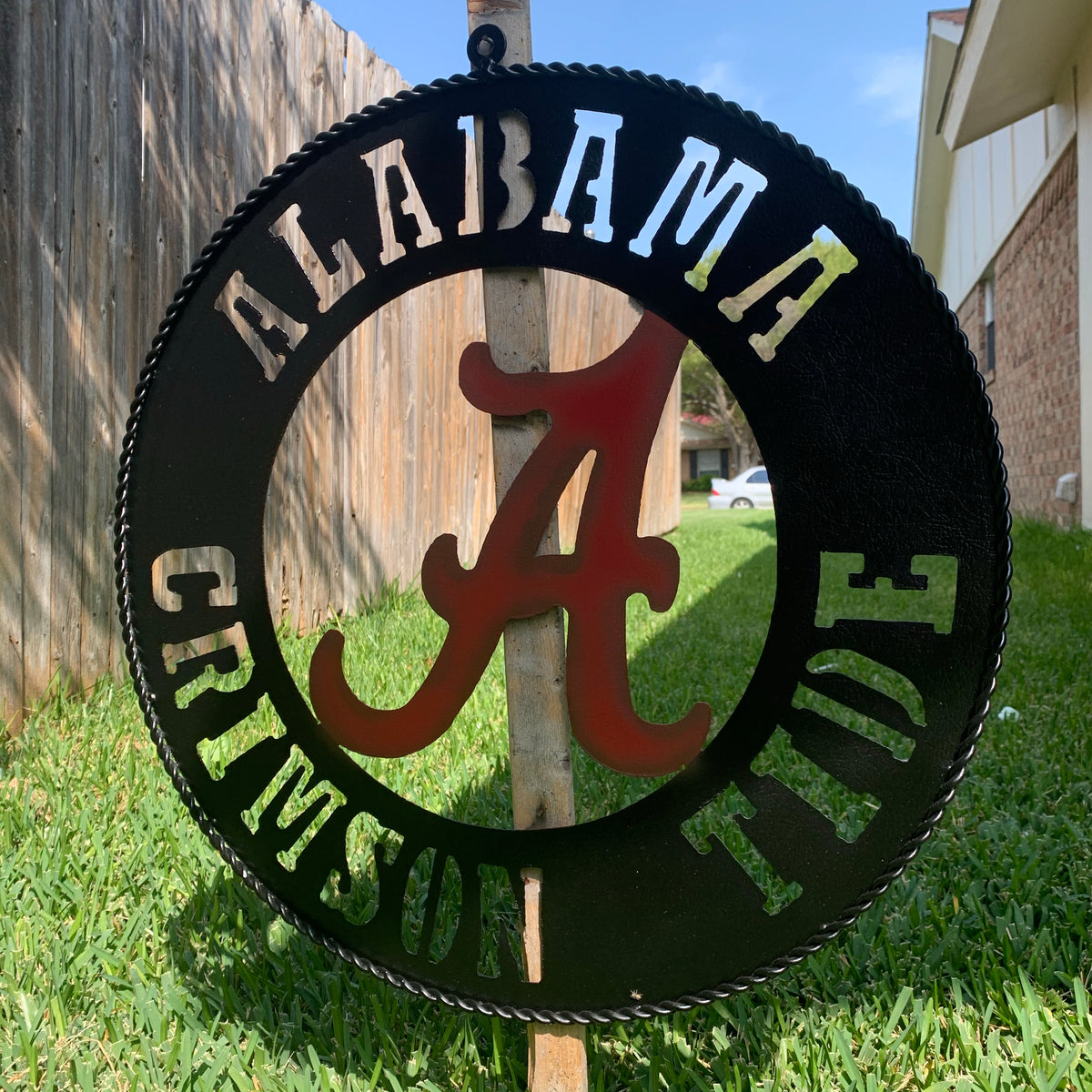 ALABAMA CRIMSON TIDE WIDE BAND RING CUSTOM METAL VINTAGE SIGN TEAM HANDMADE