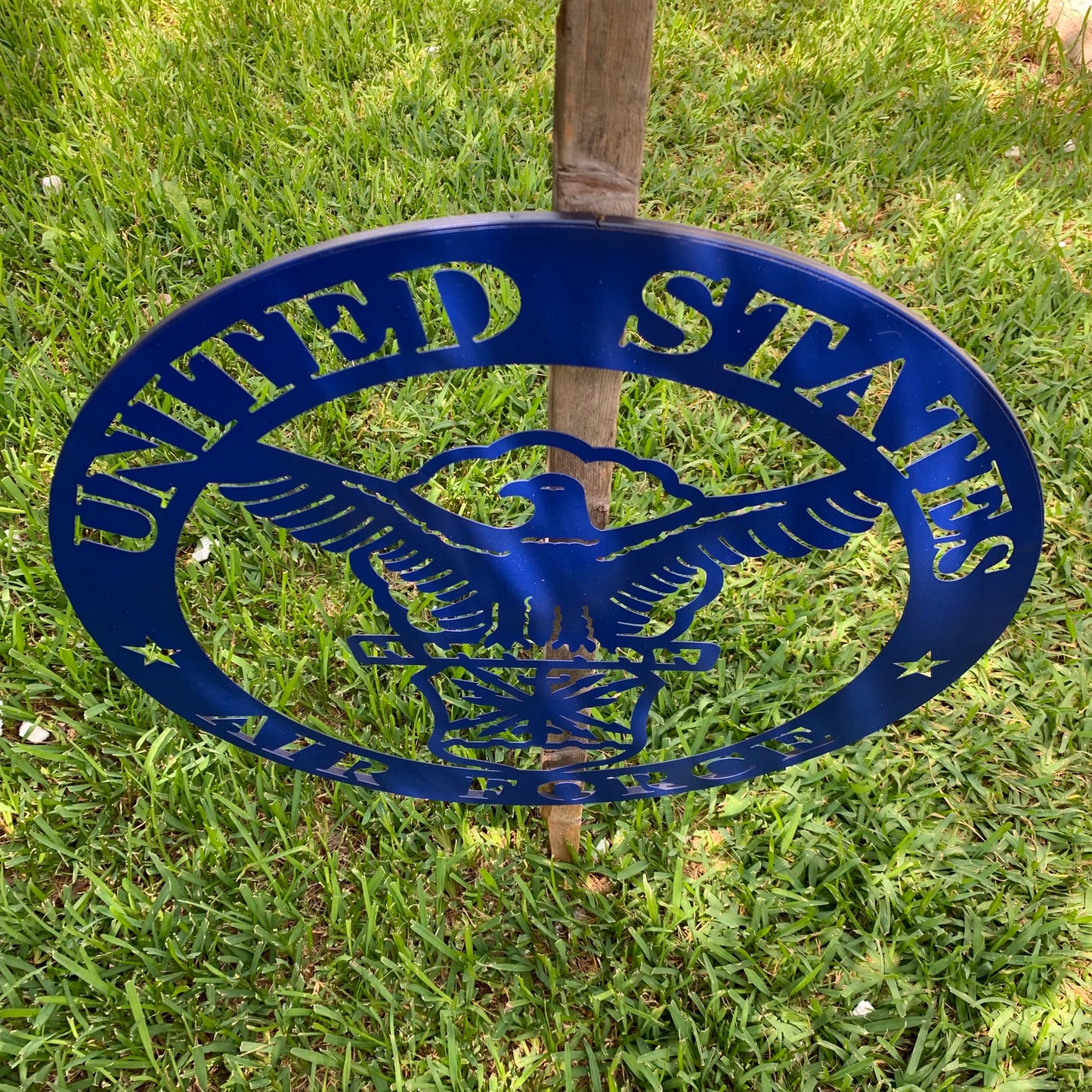 24" US AIR FORCE LASERCUT BLUE MILITARY METAL WALL ART AIRFORCE WESTERN HOME DECOR NEW