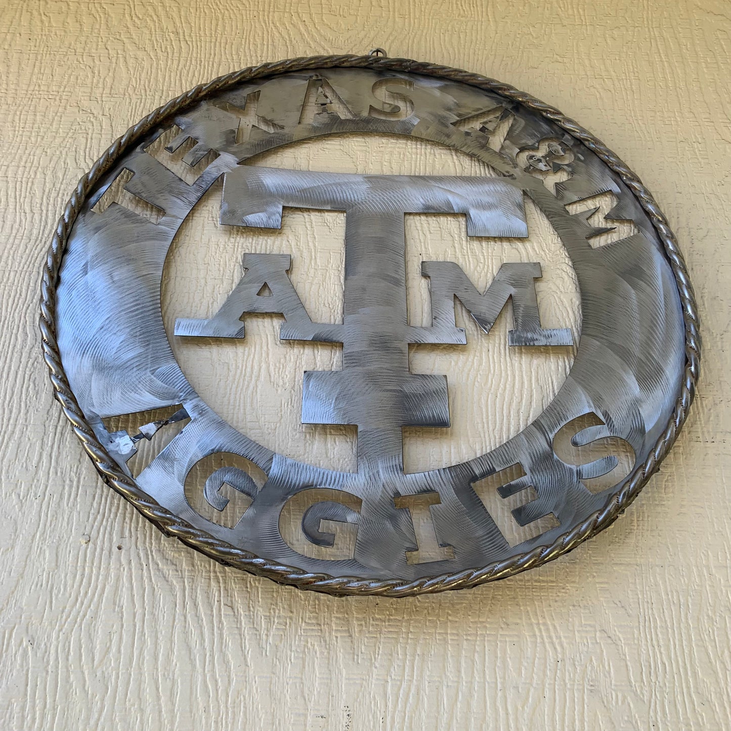 TEXAS A&M WIDE BAND RAW METAL CUSTOM VINTAGE CRAFT WALL ART TEAM SIGN HANDMADE