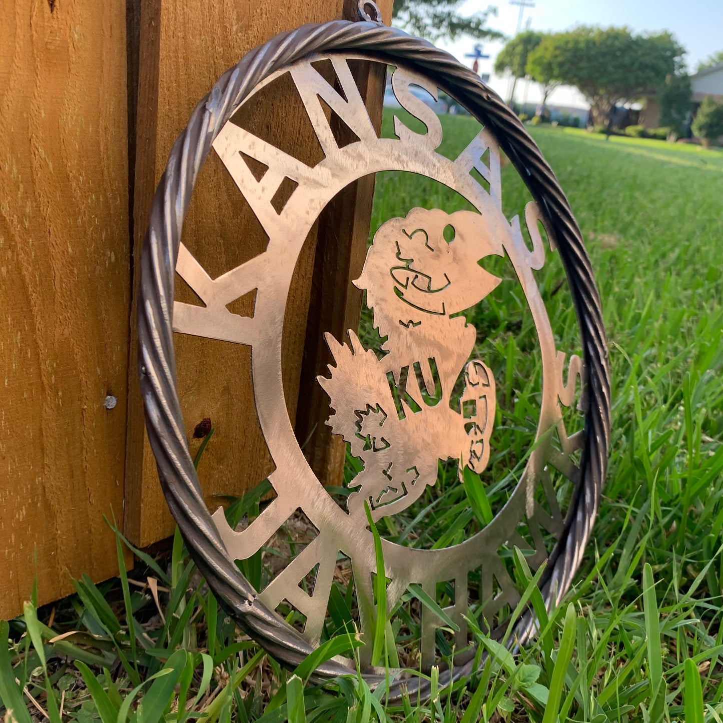 KANSAS JAYHAWKS RAW METAL CUSTOM VINTAGE CRAFT WALL ART TEAM SIGN HANDMADE