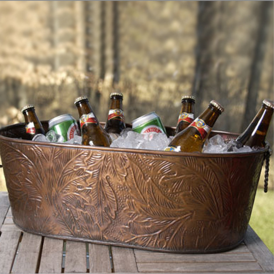 COPPER LEAF 21" OBLONG TUB BUCKET WESTERN HOME DECOR HANDMADE NEW #EH13004