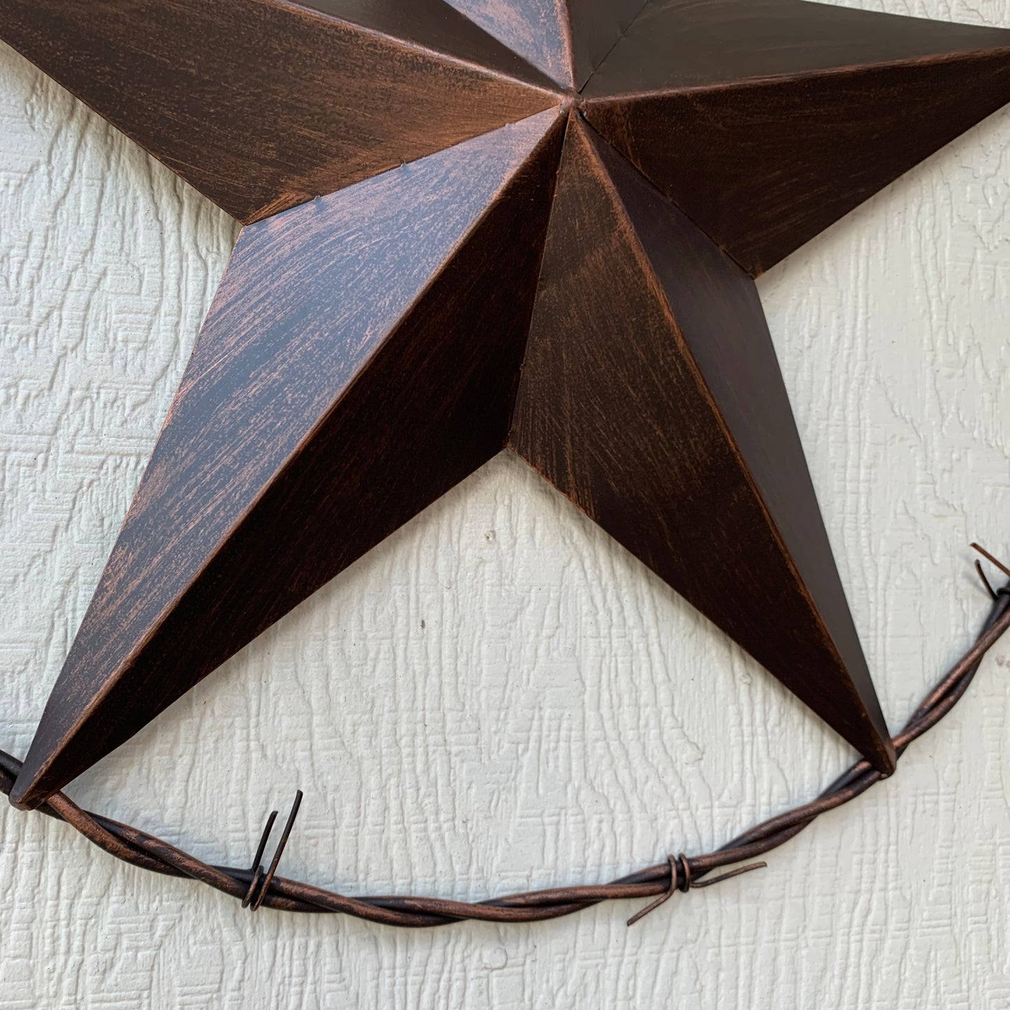24" BARBWIRE TWISTED RING METAL WALL ART WESTERN HOME DECOR RUSTIC BRONZE COPPER #A10024