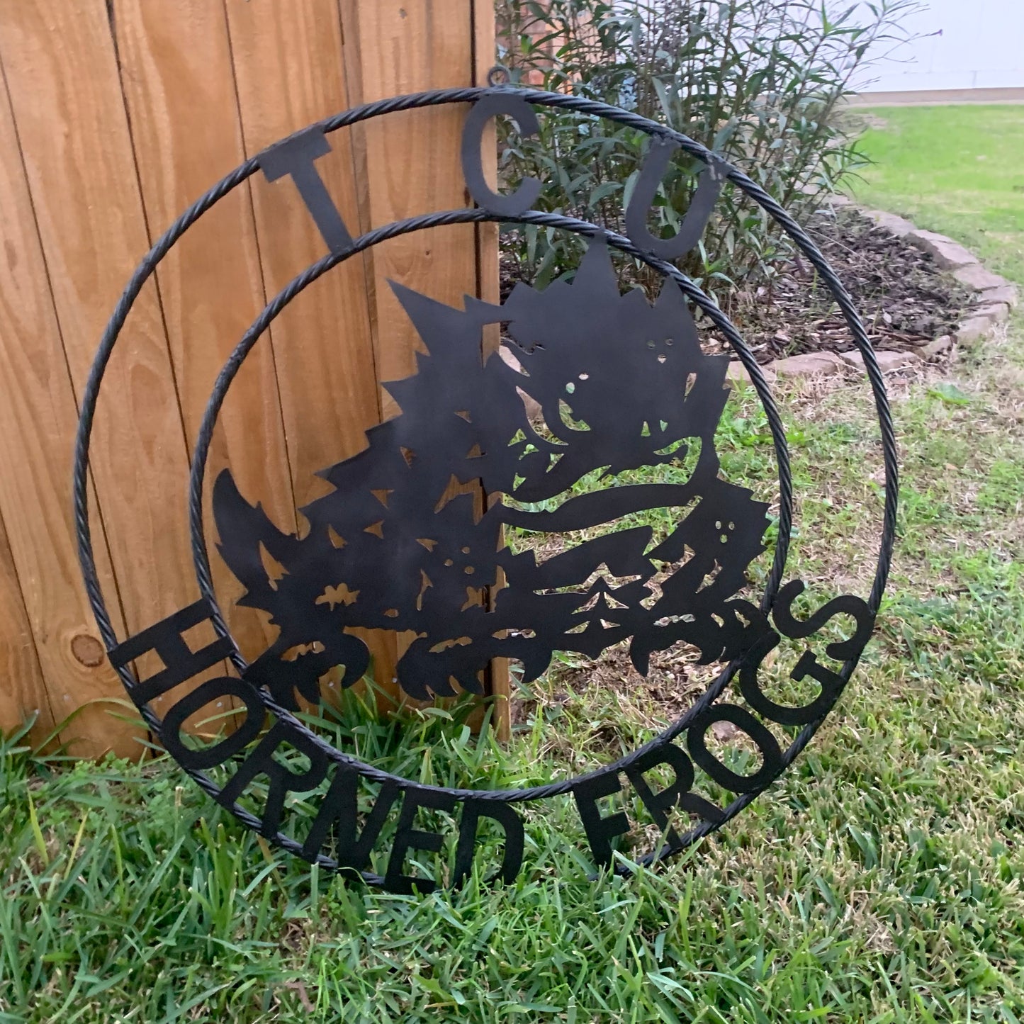 TCU HORNED FROGS BLACK CUSTOM METAL VINTAGE CRAFT TEAM SIGN HANDMADE