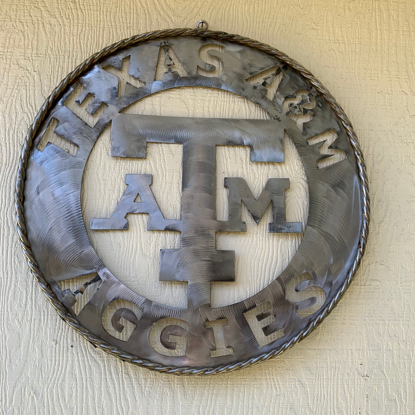 TEXAS A&M WIDE BAND RAW METAL CUSTOM VINTAGE CRAFT WALL ART TEAM SIGN HANDMADE