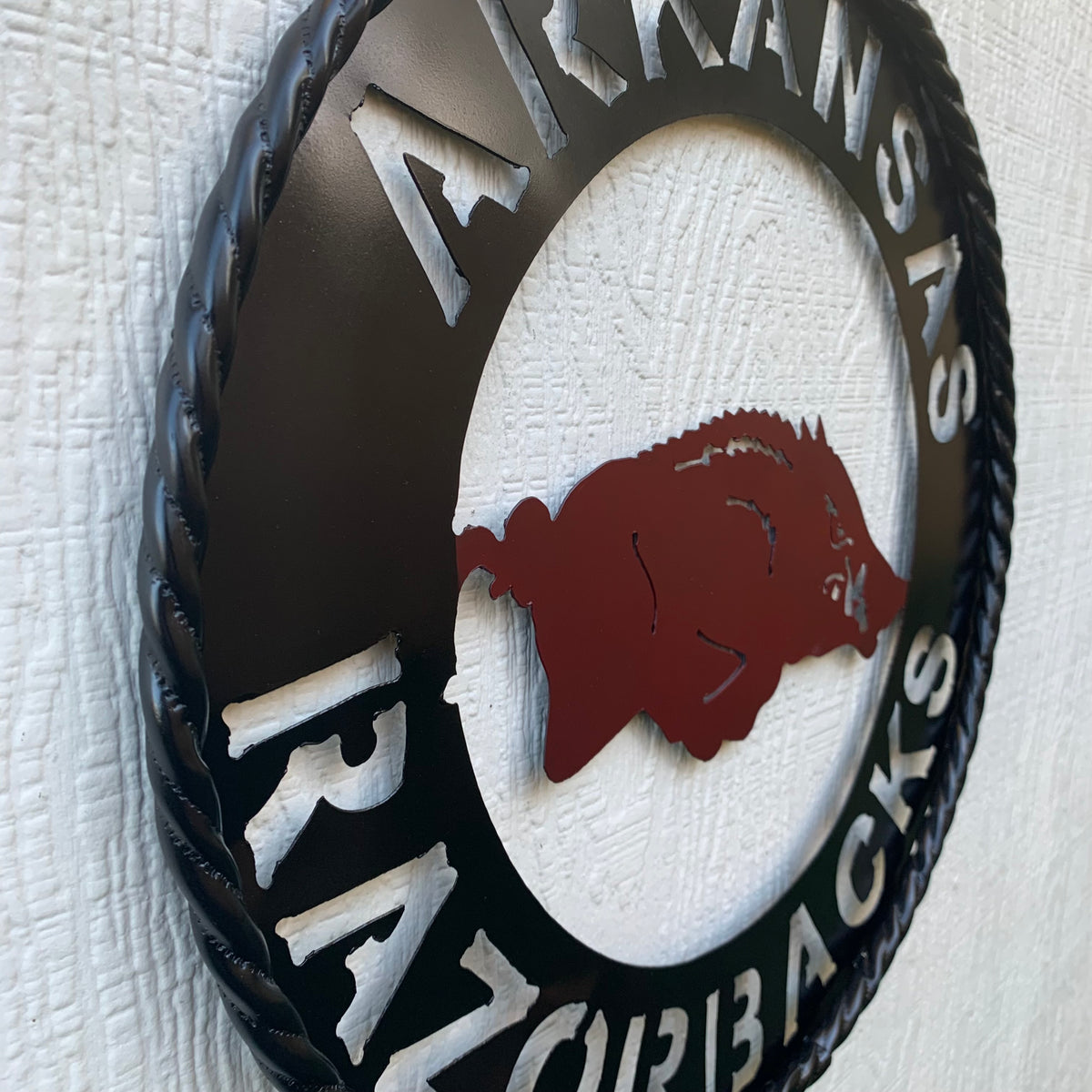 12", 18", 24", 32" ARKANSAS RAZORBACKS CUSTOM METAL VINTAGE CRAFT WIDE BAND RING TEAM SIGN HANDMADE
