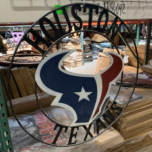 HOUSTON TEXANS CUSTOM METAL VINTAGE CRAFT SIGN WALL ART WESTERN HOME DECOR HANDMADE 18",24",32",36",40",50"