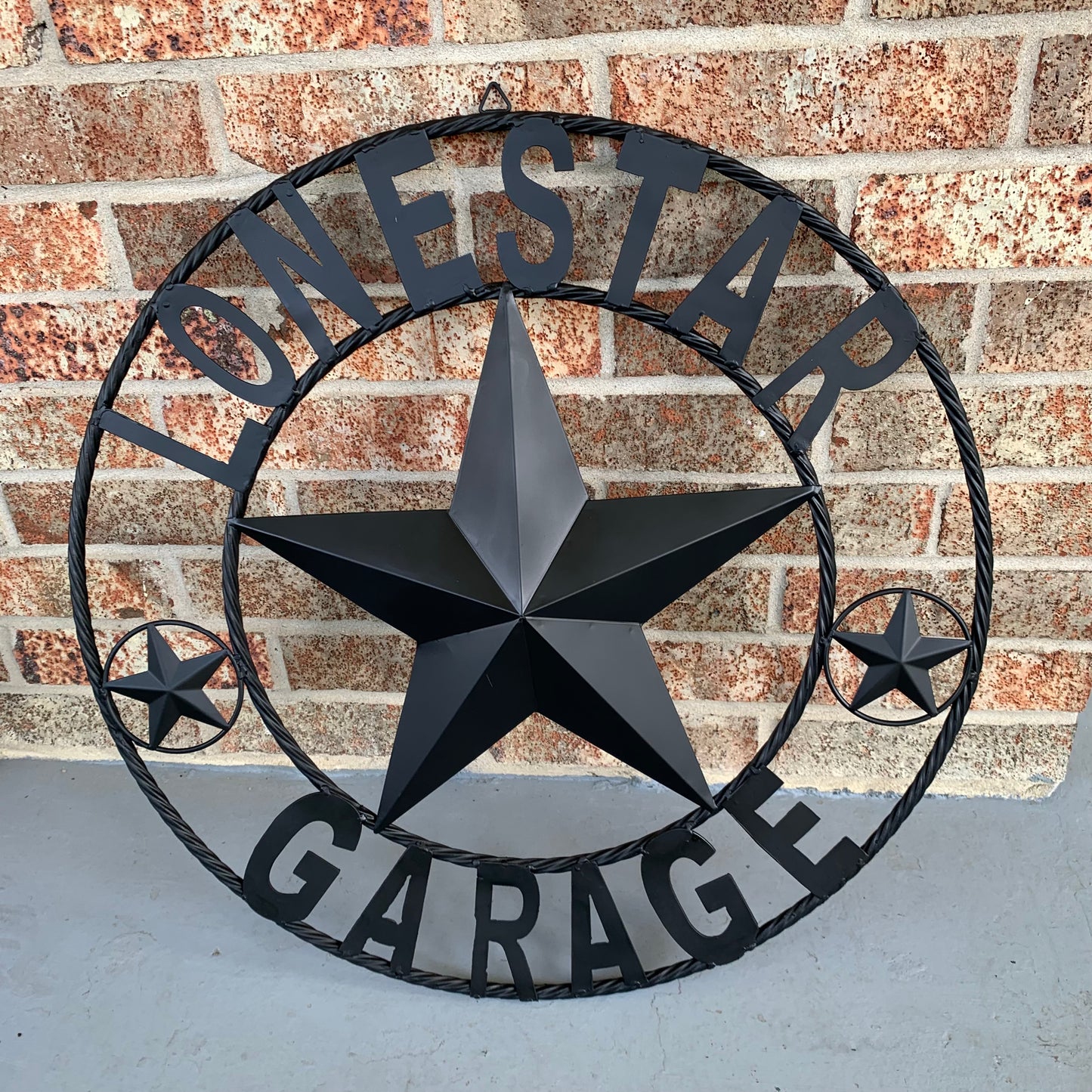 LONESTAR GARAGE STYLE CUSTOM BARN NAME STAR LONESTAR GARAGE METAL NAME BARN STAR WITH TWISTED ROPE RING 3d STAR ART WESTERN HOME DECOR RUSTIC BROWN