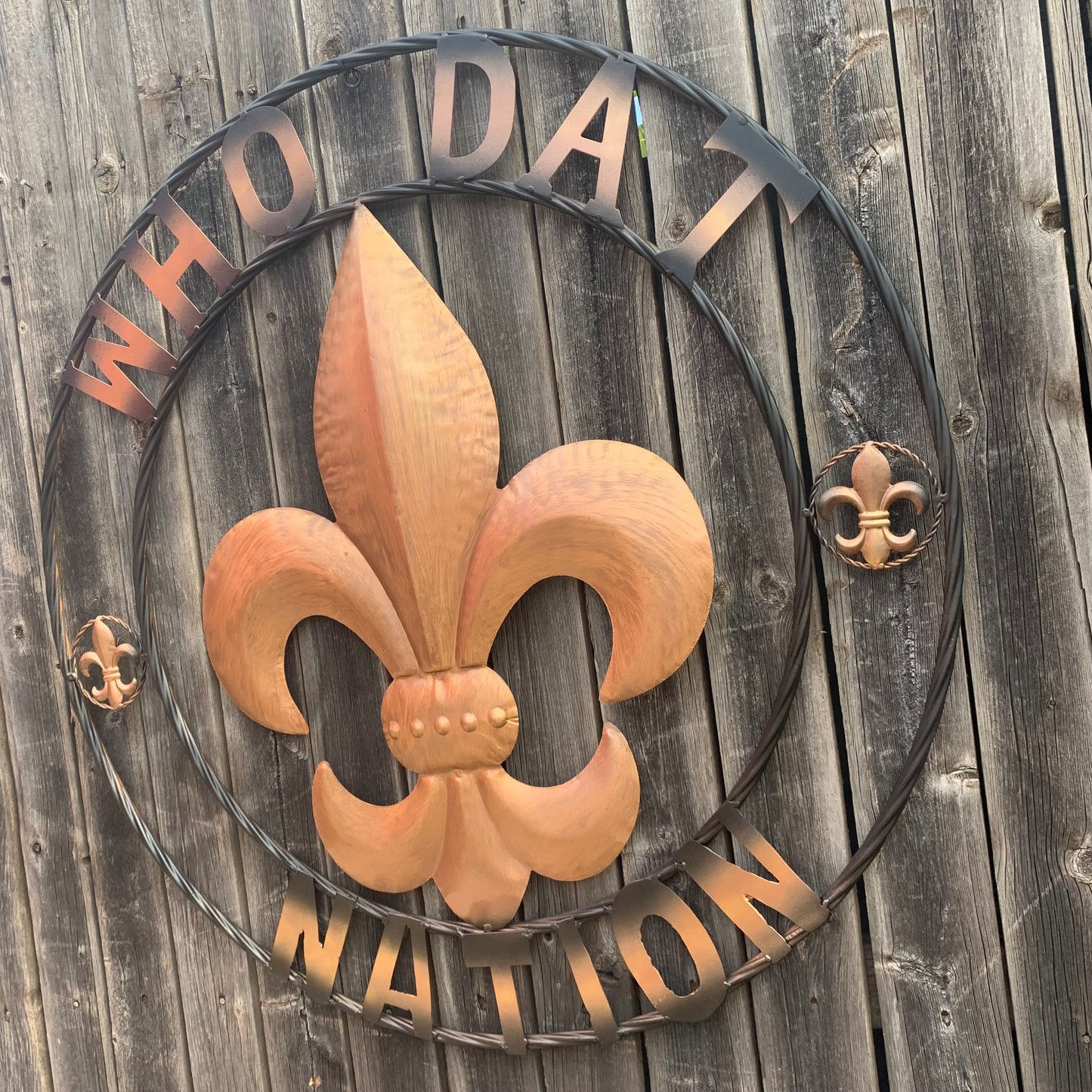 18", 24", 32" 36" WHO DAT NATION FLEUR DE LIS METAL WALL ART WESTERN HOME DECOR NEW