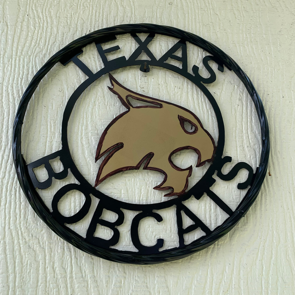 12" TEXAS BOBCATS CUSTOM METAL VINTAGE CRAFT SIGN TEAM WESTERN HOME DECOR HANDMADE