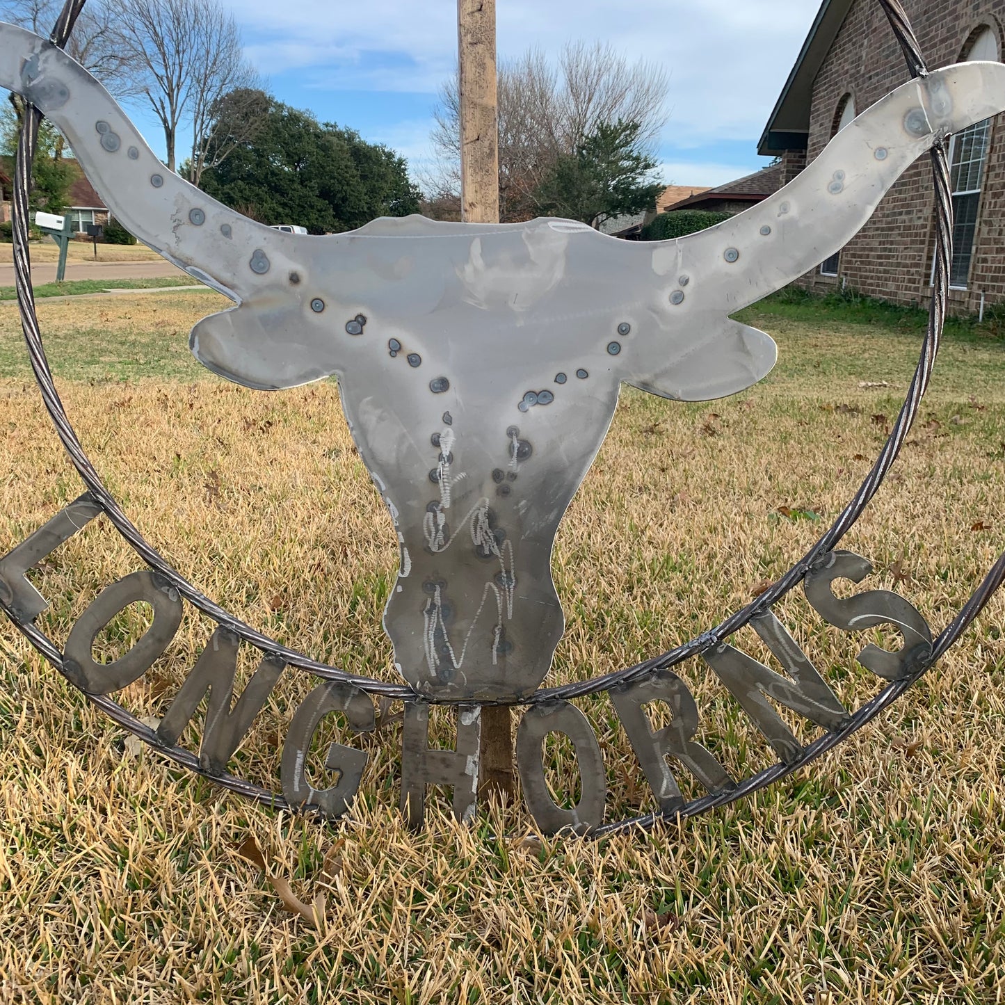 50" TEXAS LONGHORNS LARGE CUSTOM RAW METAL VINTAGE CRAFT SIGN TEAM ART UNPAINTED WESTERN HOME DECOR HANDMADE STEEL #EH12570