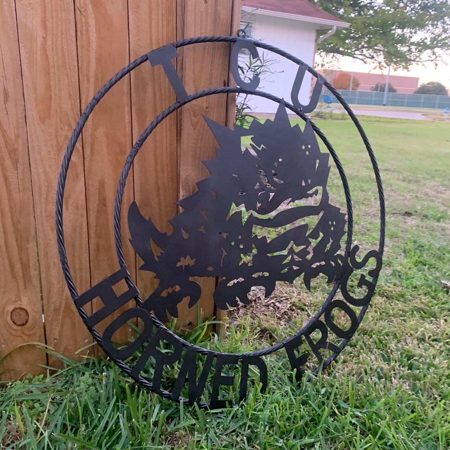 TCU HORNED FROGS BLACK CUSTOM METAL VINTAGE CRAFT TEAM SIGN HANDMADE