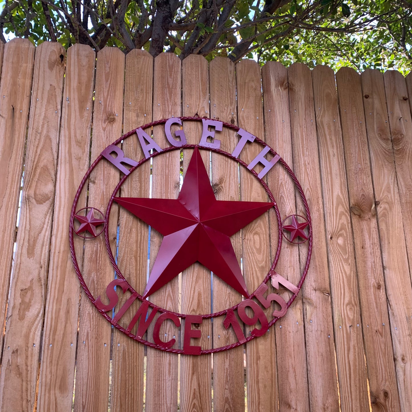 RAGETH STYLE YOUR CUSTOM STAR METAL NAME RUSTIC BURGUNDY RED PHILLIPS CUSTOM 3d STAR METAL NAME BARN STAR TWISTED ROPE RING DESIGN METAL WALL ART HOME DECOR ANY SIZE