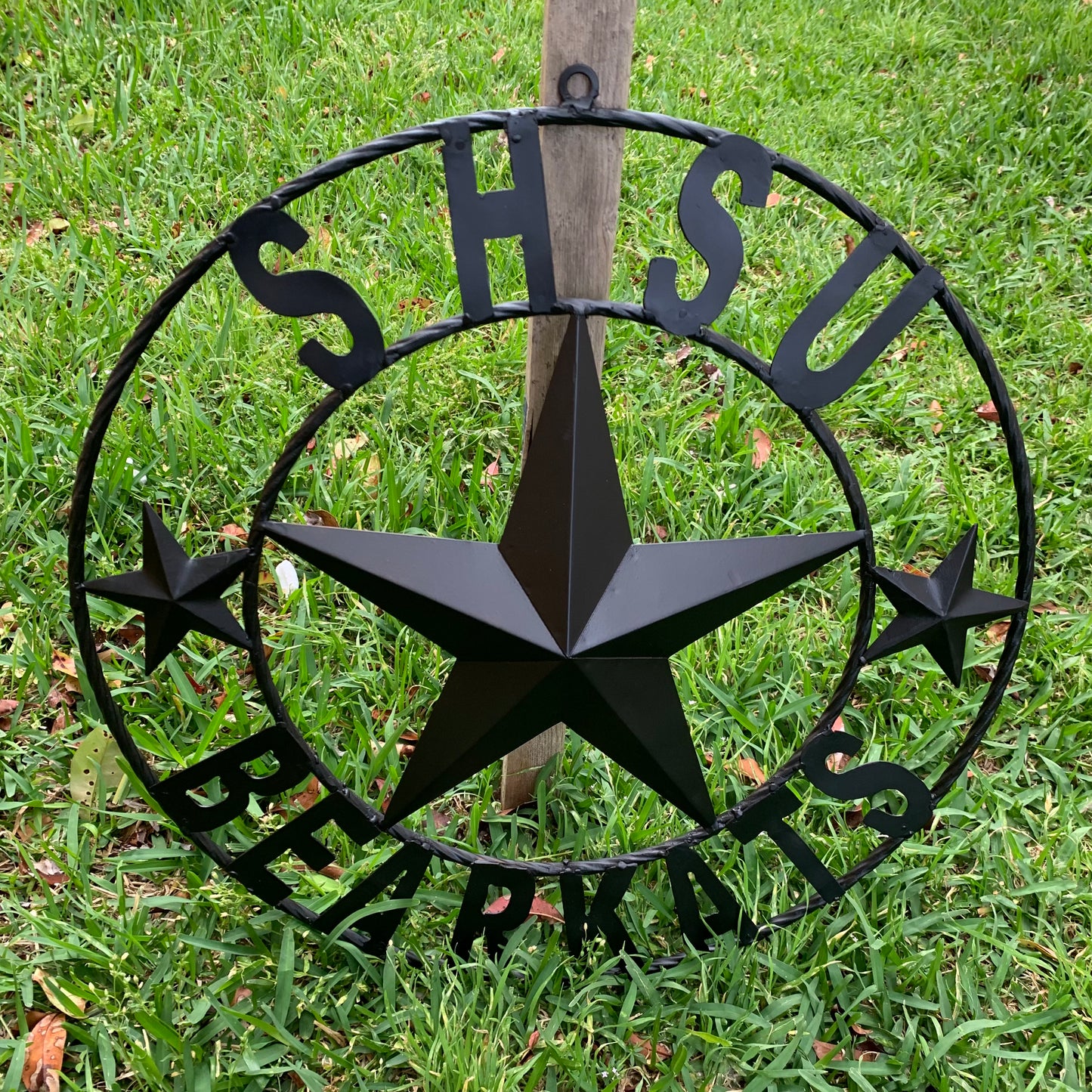 24",32" SHSU SAM HOUSTON BEARKATS RUSTIC BLACK METAL CUSTOM VINTAGE CRAFT RUSTIC BLACK TEAM STAR HANDMADE
