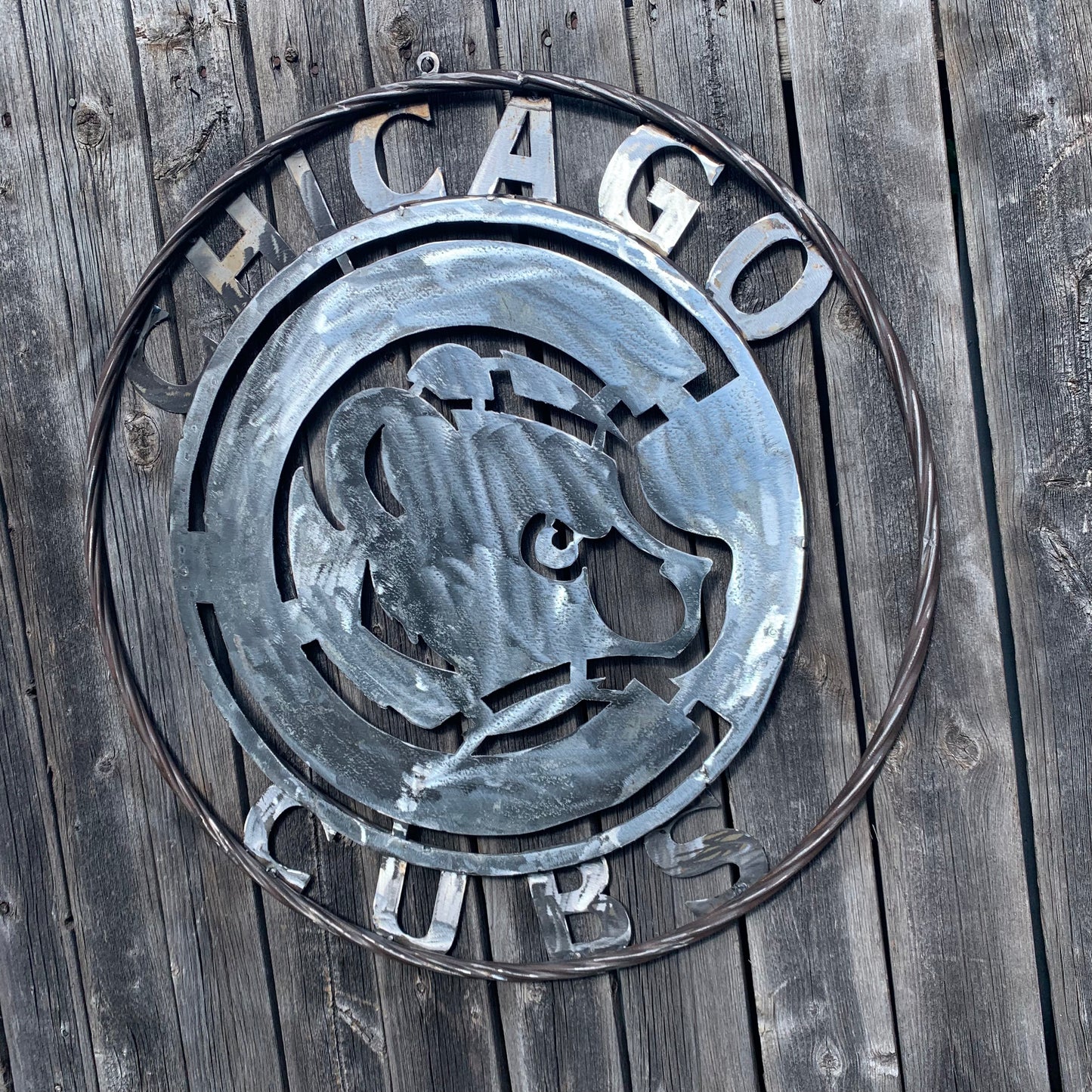 12", 18", 24", 32" CHICAGO CUBS CUSTOM BLACK & RAW METAL VINTAGE CRAFT TEAM SPORTS SIGN HANDMADE