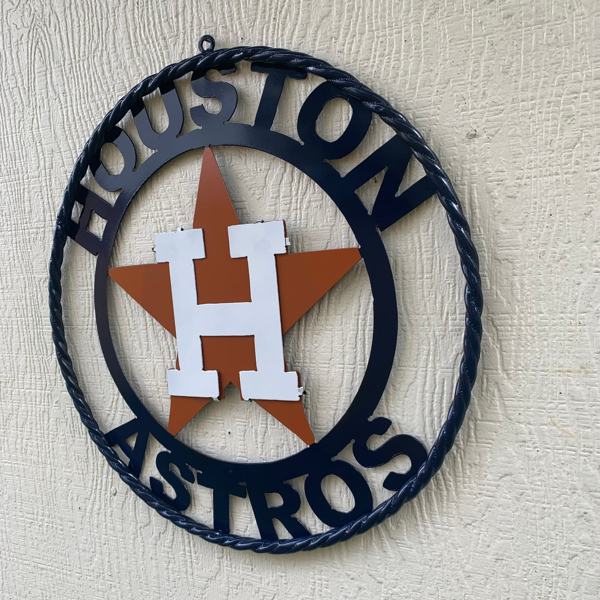 HOUSTON ASTROS ORANGE & NAVY  BLUE CUSTOM METAL VINTAGE CRAFT WALL ART HANDMADE 12",18",24",32",36"