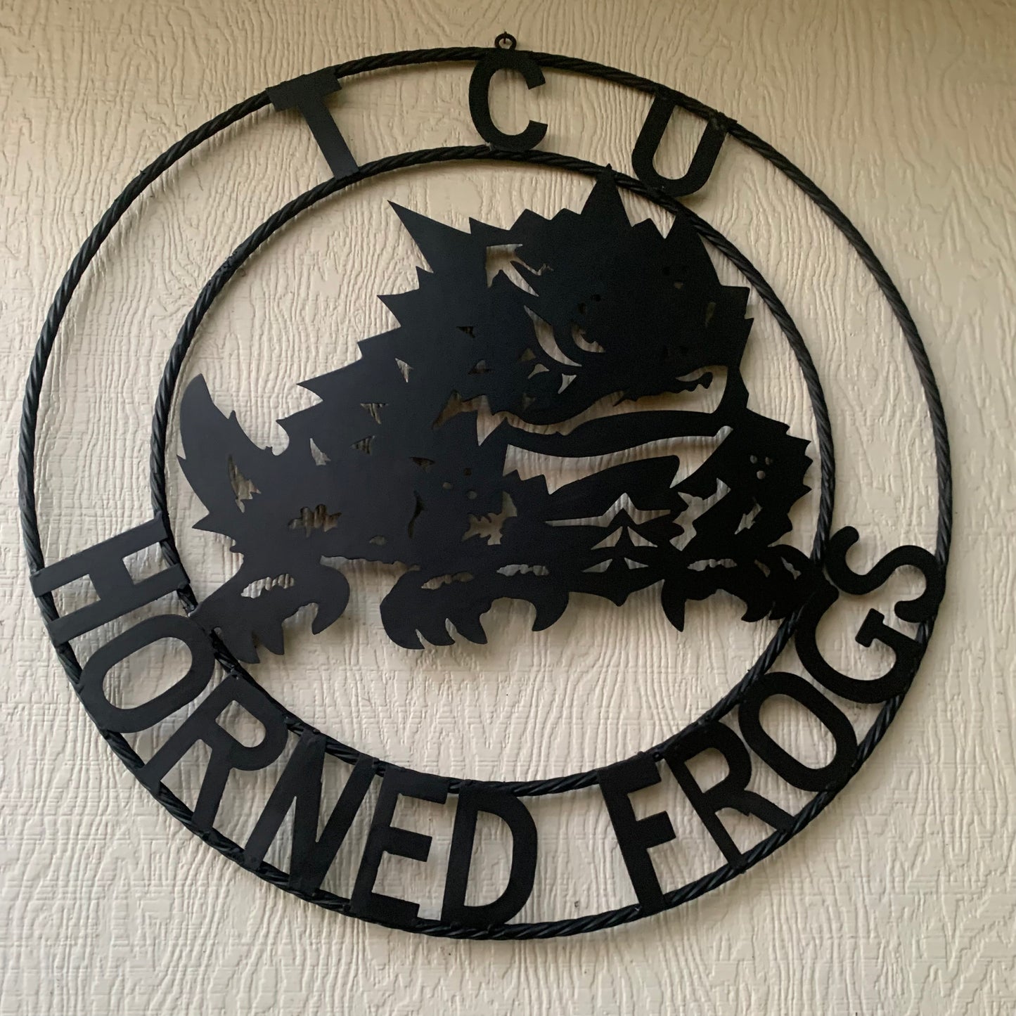 TCU HORNED FROGS BLACK CUSTOM METAL VINTAGE CRAFT TEAM SIGN HANDMADE