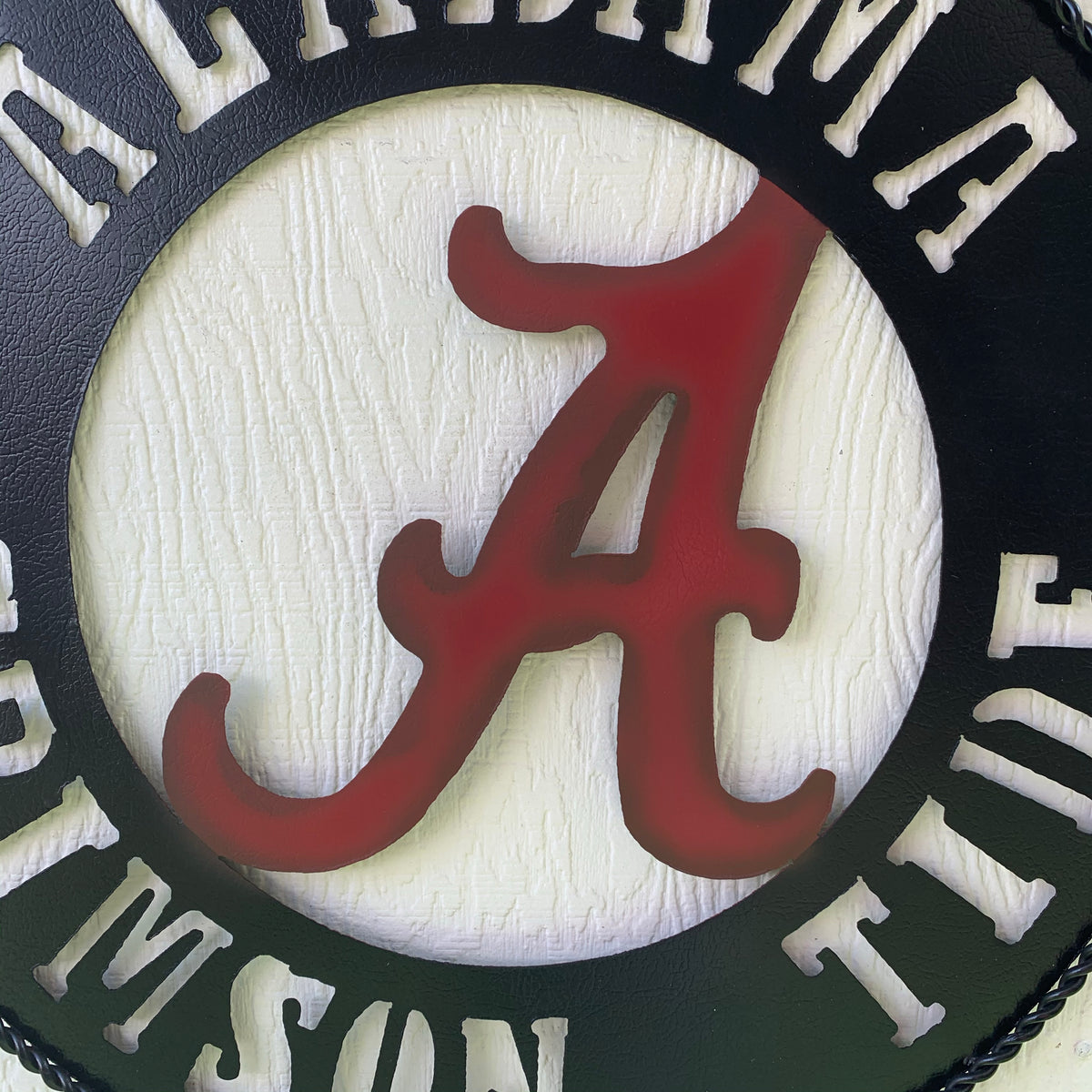 ALABAMA CRIMSON TIDE WIDE BAND RING CUSTOM METAL VINTAGE SIGN TEAM HANDMADE