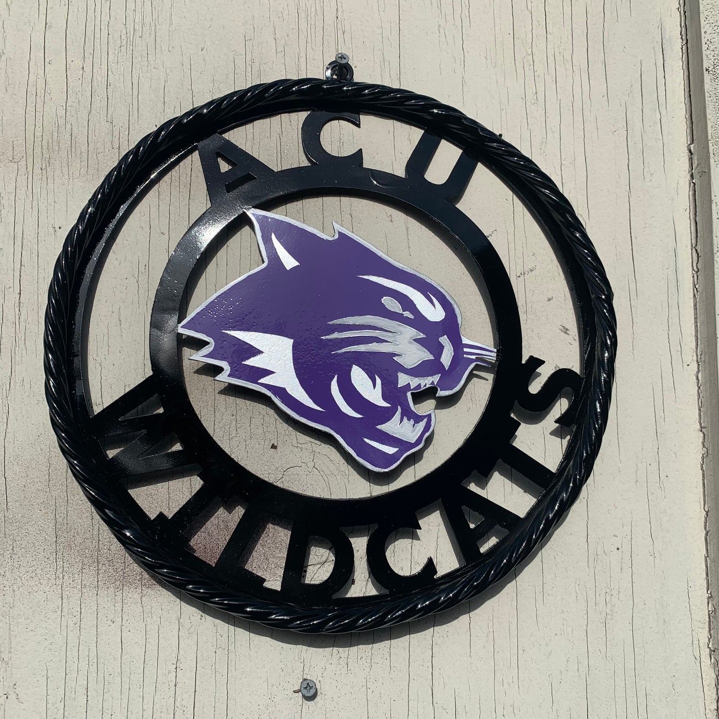 ACU WILDCATS ABILENE CHRISTIAN UNIVERSITY CUSTOM METAL VINTAGE CRAFT TEAM SIGN SCULPTURE HANDMADE