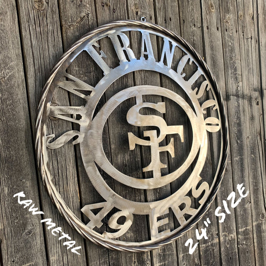 SAN FRANCISCO 49ERS METAL CUSTOM VINTAGE RAW METAL CRAFT TEAM SIGN HANDMADE 12",18",24",32",36",40",50"