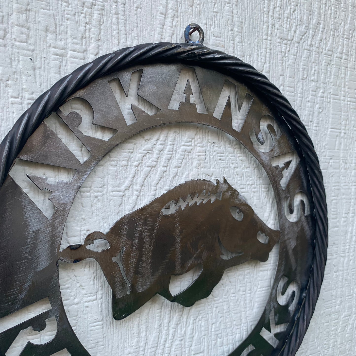 12", 18", 24", 32" ARKANSAS RAZORBACKS CUSTOM RAW METAL VINTAGE CRAFT WIDE BAND RING TEAM SIGN HANDMADE