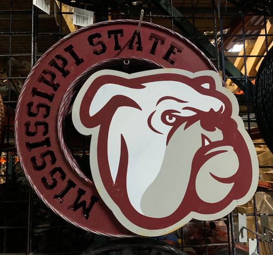 24" MISSISSIPI STATE UNIV. CUSTOM METAL VINTAGE CRAFT TEAM SIGN WESTERN HOME DECOR HANDMADE