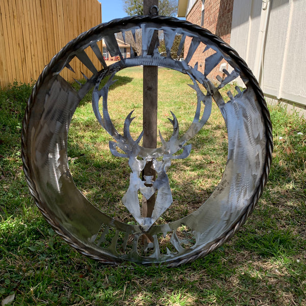 24" MILWAUKEE BUCKS RAW METAL WIDE BAND DISC STYLE METAL CUSTOM VINTAGE CRAFT TEAM SPORTS SIGN HANDMADE