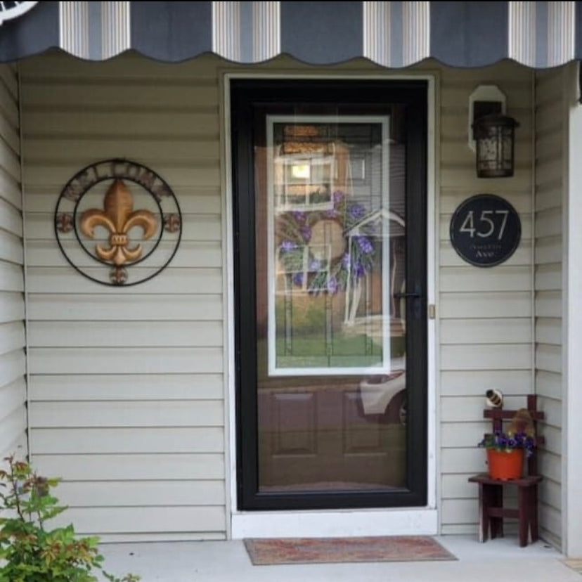 24", 32" WELCOME FLEUR DE LIS METAL WALL ART WESTERN HOME DECOR GOLD & BLACK #EH10251