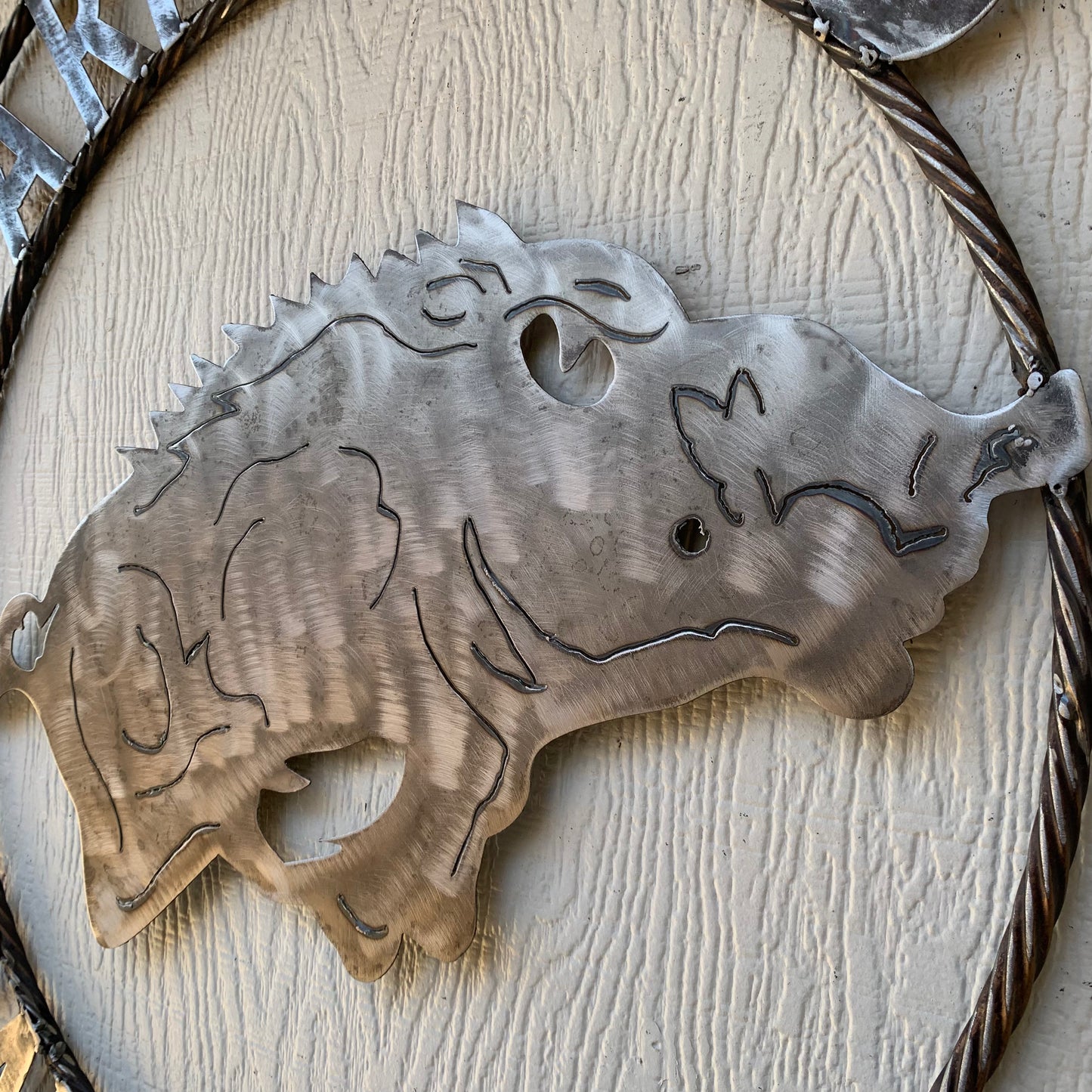 ARKANSAS RAZORBACKS CUSTOM RAW METAL VINTAGE CRAFT TEAM SIGN OFFICIAL LICENSED PRODUCT