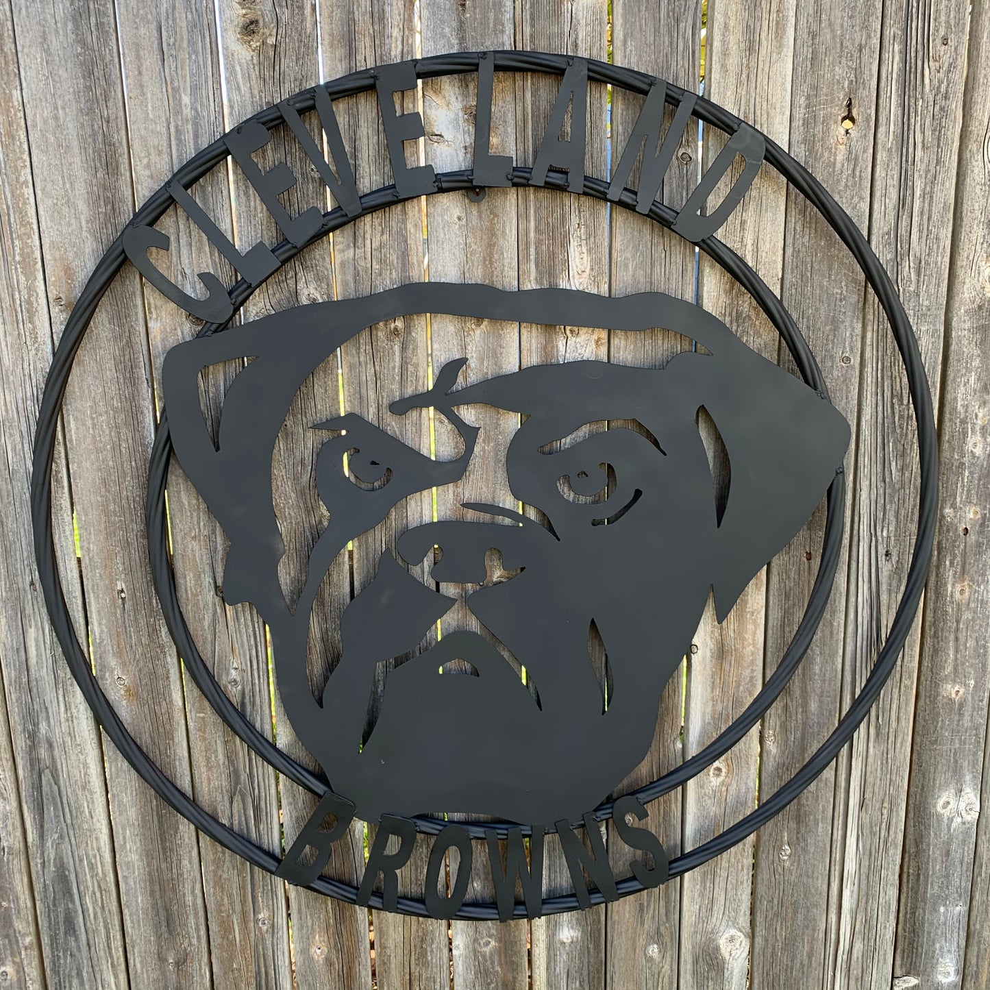 CLEVELAND BROWNS METAL CUSTOM VINTAGE CRAFT ART HANDMADE RUSTIC BLACK
