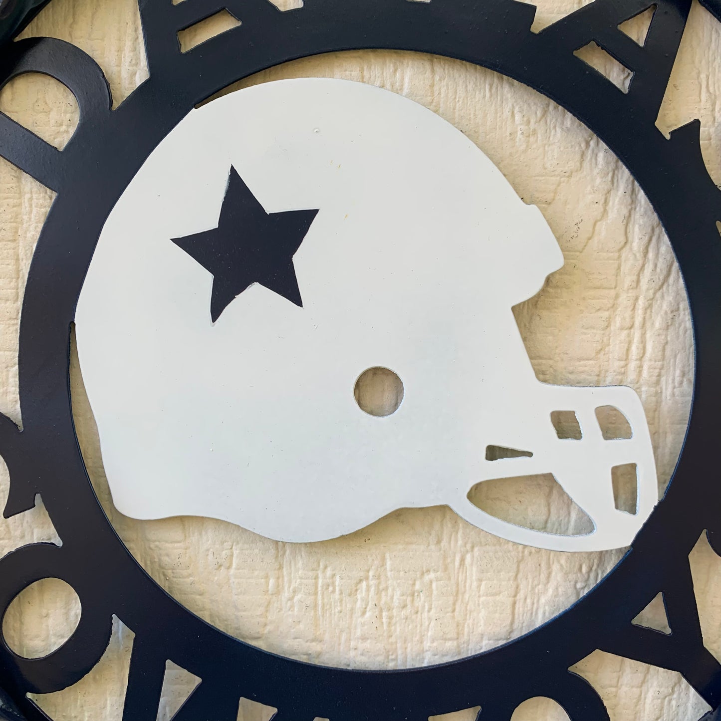 12", 18", 24", 32" DALLAS COWBOYS HELMET SIGN NAVY BLUE & WHITE METAL CUSTOM VINTAGE CRAFT WALL ART TEAM SIGN HANDMADE