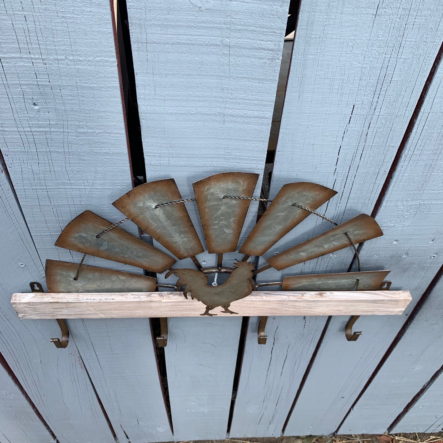 24" GALVANIZED HALF WINDMILL WESTERN KEY HOLDER HOOK WALL ART METAL WESTERN HOME DECOR NEW