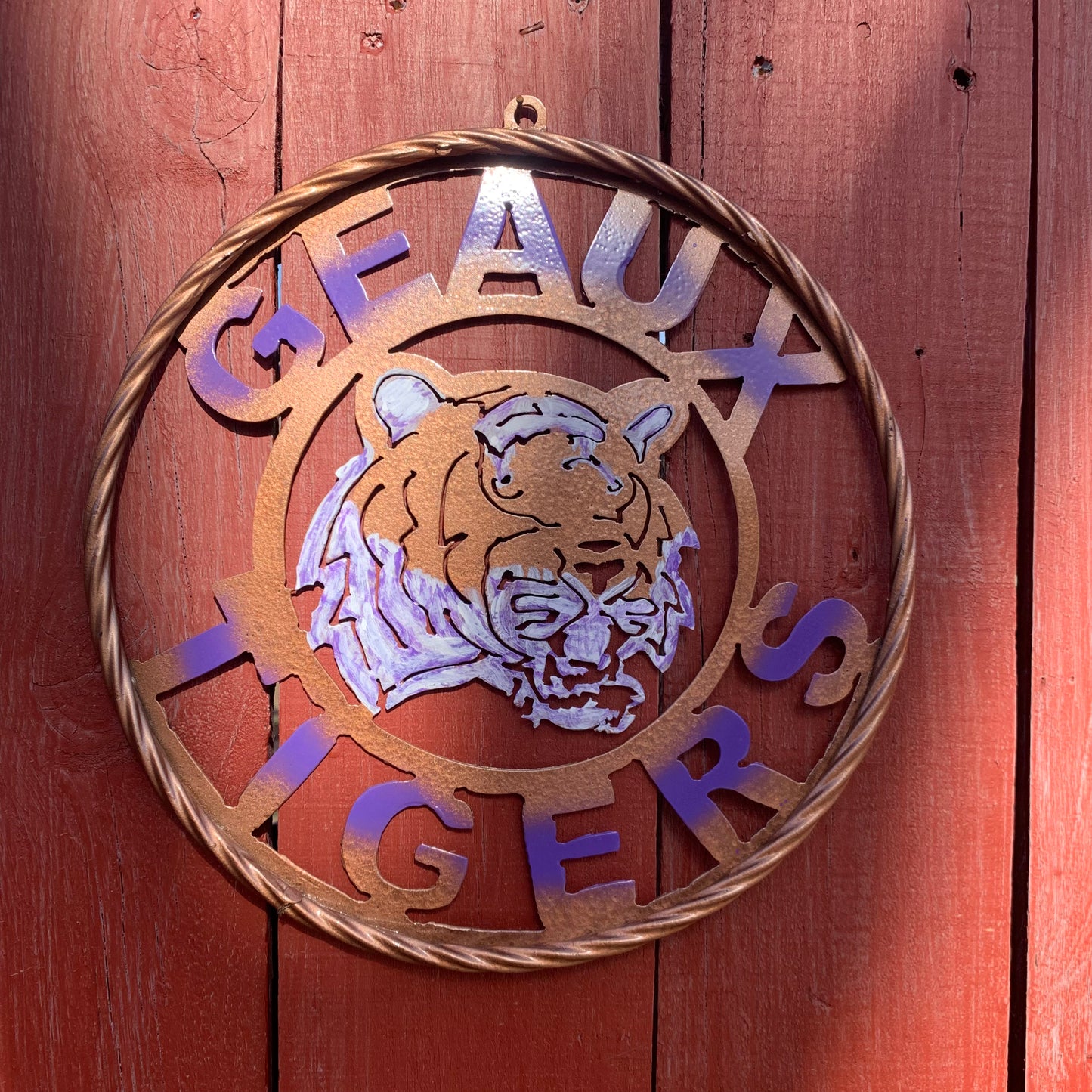 12",18",24",32" GEAUX TIGERS CUSTOM VINTAGE METAL CRAFT TEAM WALL ART HANDMADE