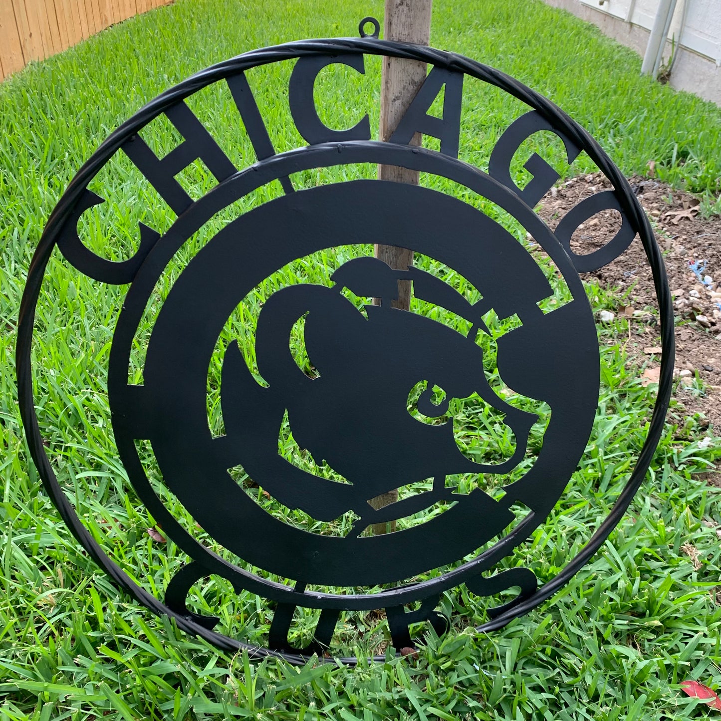 12", 18", 24", 32" CHICAGO CUBS CUSTOM BLACK & RAW METAL VINTAGE CRAFT TEAM SPORTS SIGN HANDMADE
